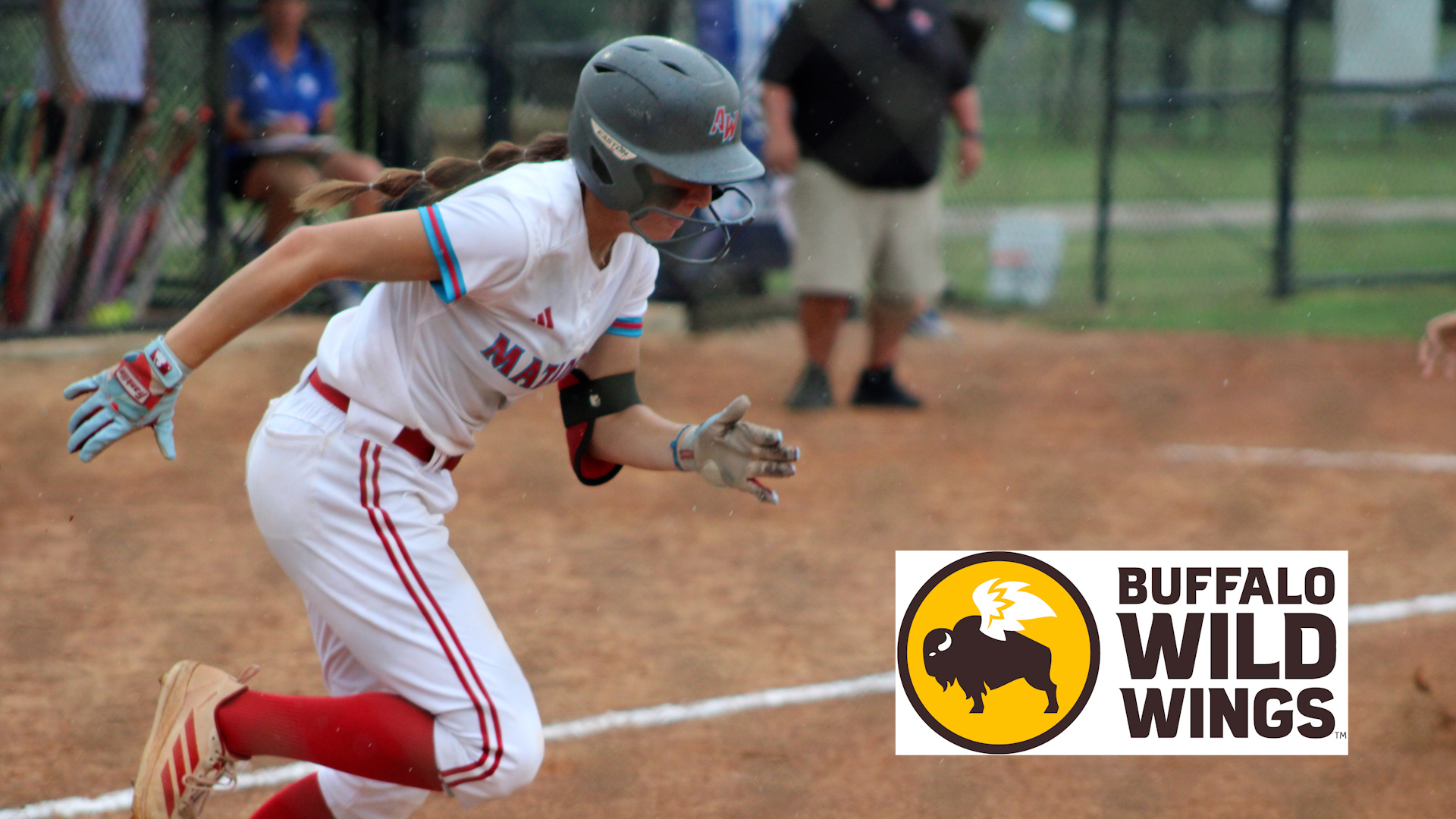 On a roll! Arizona Western's Gabby Weisser races to first base. Photo by Ann Pitha